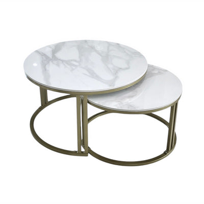 NNEDSZ Interior Ave - Premier Nested Coffee Table Set - White Marble Stone-0