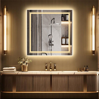 NNEDSZ Interior Ave - LED Square Frameless Salon / Bathroom Wall Mirror - 80 x 80cm-0