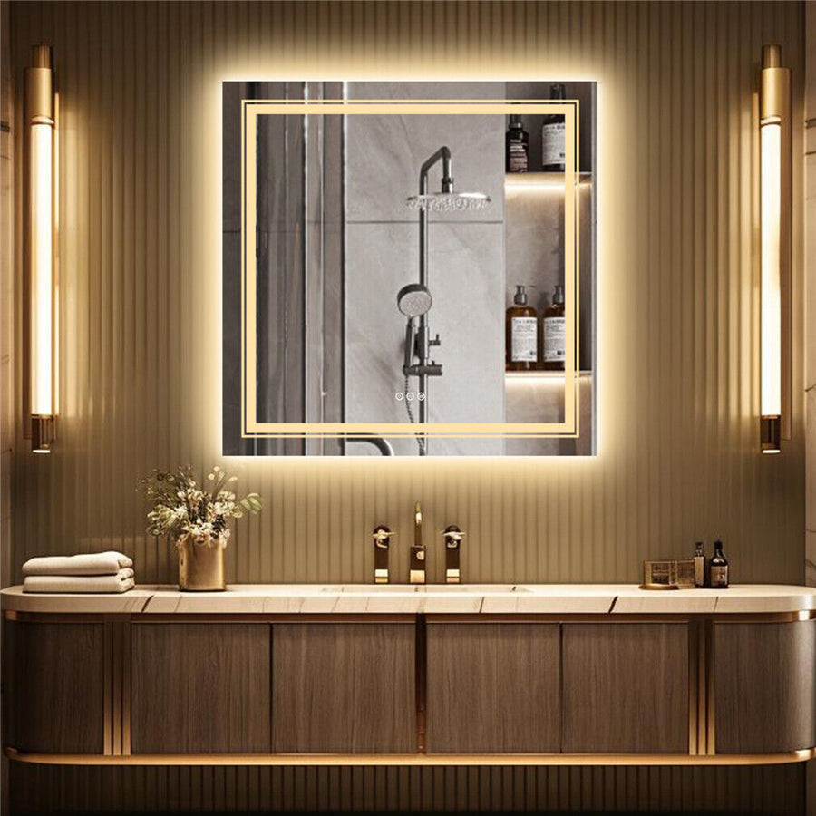 NNEDSZ Interior Ave - LED Square Frameless Salon / Bathroom Wall Mirror - 80 x 80cm-0