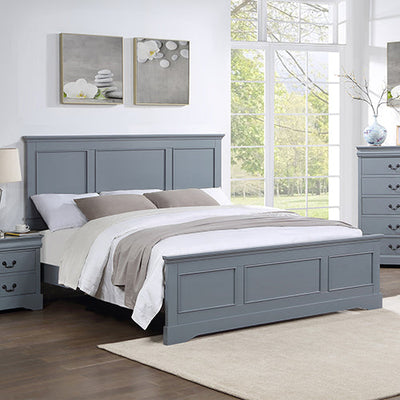 NNEDSZ King Bed Frame in Solid Wood with Slats Support in Grey colour-0
