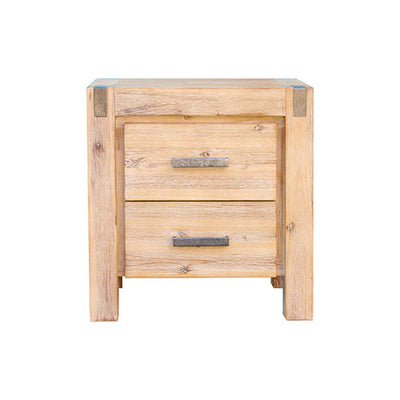 NNEDSZ Bedside Table 2 drawers Night Stand Solid Wood Acacia Oak Colour-0