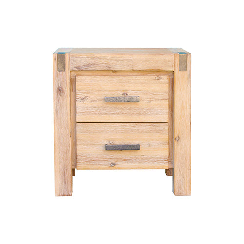NNEDSZ Bedside Table 2 drawers Night Stand Solid Wood Acacia Oak Colour-0