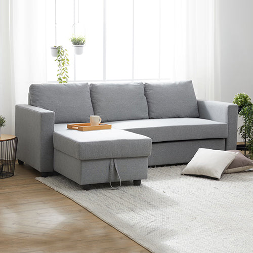 NNEDSZ Murry 2 Seater Sofa Bed With Pull Out Storage Corner Lounge Set In Grey With Chaise-0
