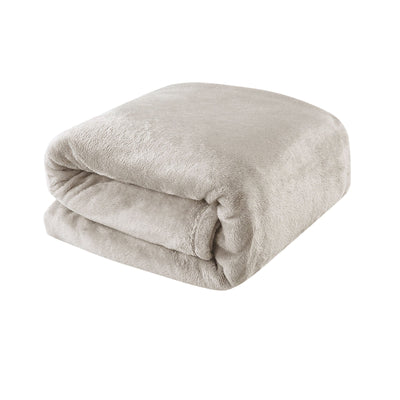 NNEDSZ Light Weight Coral Fleece Blanket Oatmeal Queen/ King-0
