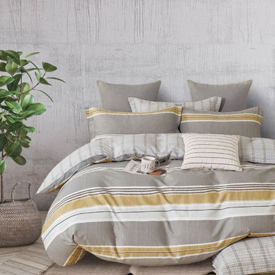 NNEDSZ 300TC Theodore Grey Reversible Cotton Quilt Cover Set King-0