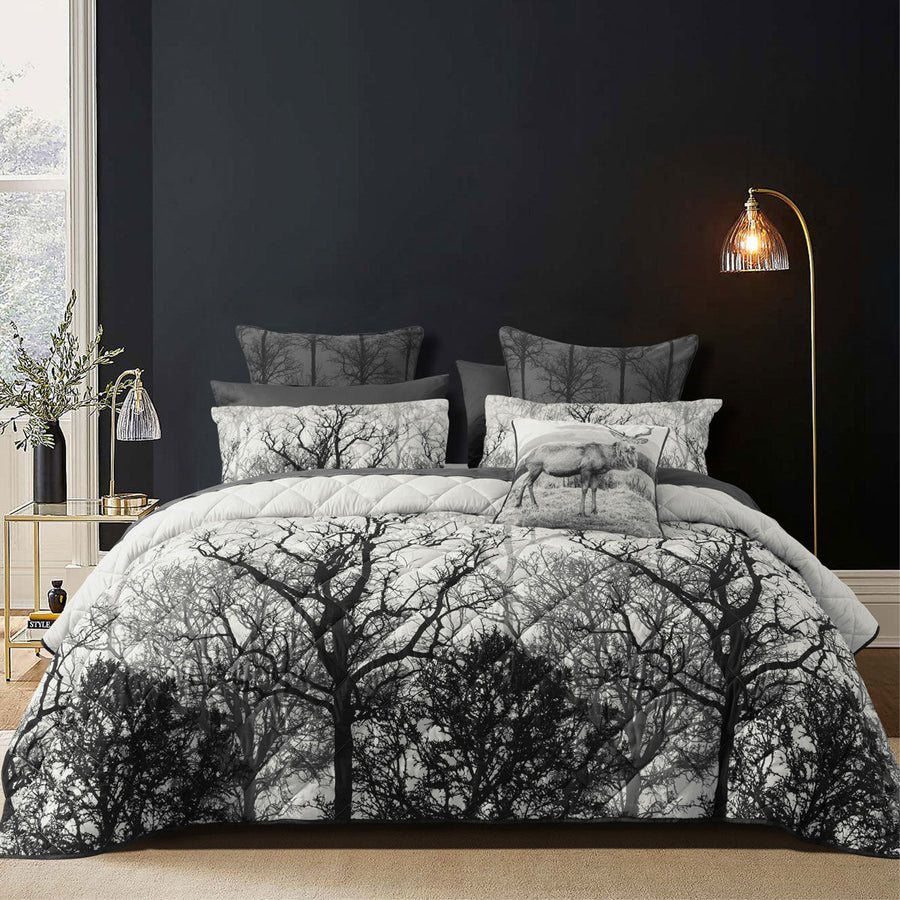 NNEDSZ Bianca Boscage Black Forest Printed Quilted Polyester Coverlet Set Queen/King-0