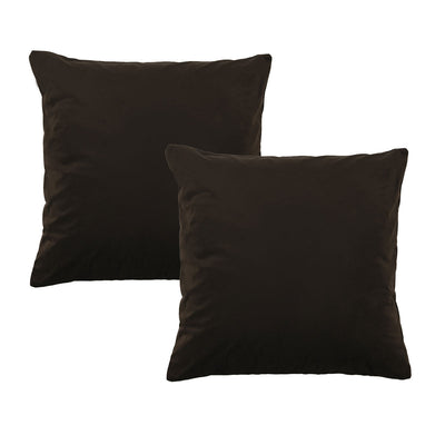 NNEDSZ Bianca Pair of Vivid Coordinates Velvet European Pillowcases Chocolate 65 x 65cm-0
