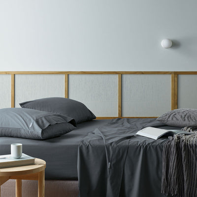 NNEDSZ Bianca Natural Sleep Recycled Cotton and Bamboo Sheet Set Charcoal Single-0