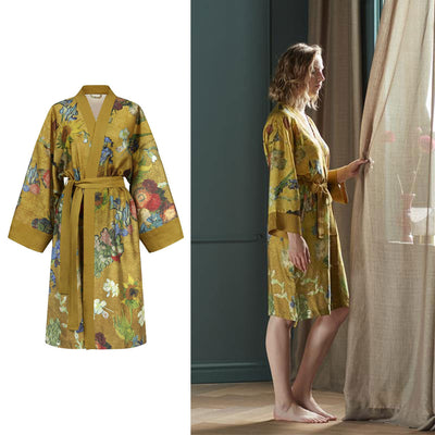 NNEDSZ Bedding House Van Gogh Partout des Fleurs Gold Kimono Bath Robe Small/Medium-0