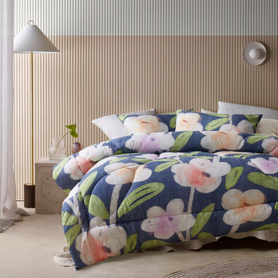 NNEDSZ Accessorize Bella Blue Floral 3 Piece Comforter Set Double-0