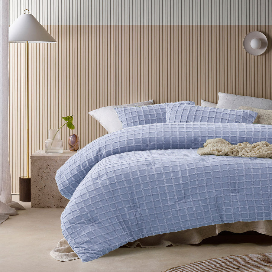 NNEDSZ Vintage Design Homewares 3 Pcs Parquet Snooze Blue Comforter Set Queen-0