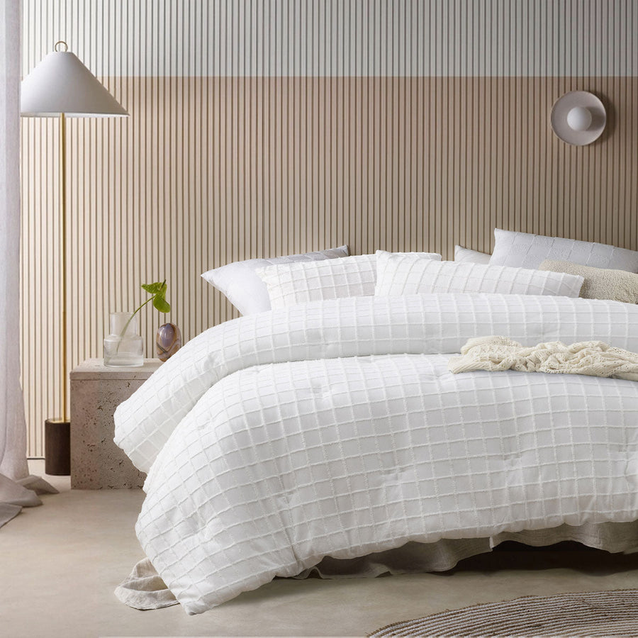 NNEDSZ Vintage Design Homewares 3 Pcs Parquet White Comforter Set Queen-0