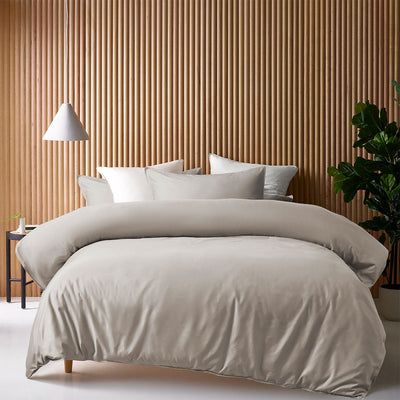 NNEDSZ Stone 400TC Stone Bamboo Cotton Double Stitched Quilt Cover Set Single-0