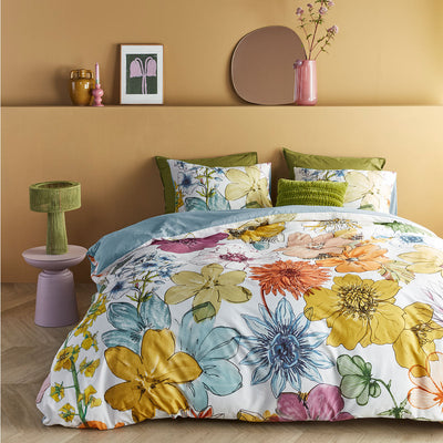 NNEDSZ Bedding House Lotti Multi Cotton Floral Quilt Cover Set Queen-0