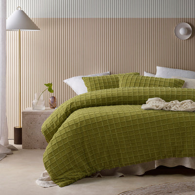NNEDSZ Vintage Design Homewares Parquet Cacti Green Cotton Quilt Cover Set Single-0