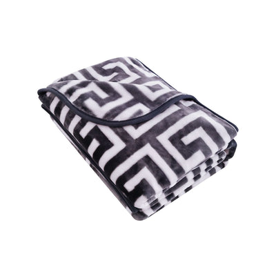 NNEDSZ Bloomington 800GSM Greek Key Charcoal Winter Premium Quality 1 Ply Mink Blanket Double-0