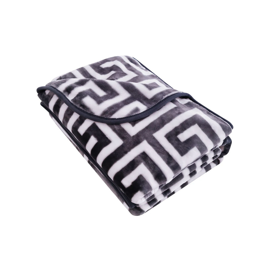 NNEDSZ Bloomington 800GSM Greek Key Charcoal Winter Premium Quality 1 Ply Mink Blanket Double-0