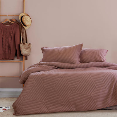 NNEDSZ Alton Burlwood Embossed Texture Geo Quilt Cover Set Queen-0