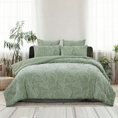 NNEDSZ Kiah Pale Olive Textured Clipped Quilt Cover Set Queen-0