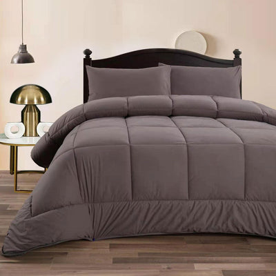 NNEDSZ Ramesses Charcoal 3- Piece Mink Flannel Comforter Set Queen-0