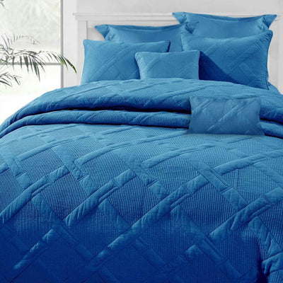 NNEDSZ Ramesses French Blue 7- Piece Air Cloud Bamboo Blend Matelasse Comfort Set Queen-0
