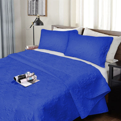 NNEDSZ Ramesses 3 Piece Ultrasonic Comforter Set Queen Royal Blue-0