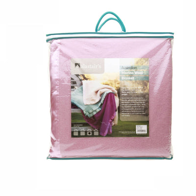 NNEDSZ Alastairs 375GSM Australian Merino Wool Blanket Pink - Queen-0