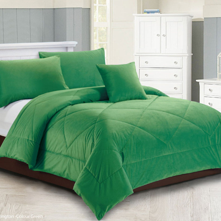 NNEDSZ Georges Fine Linens Carrington Quilt / Comforter Set Green Super King-0