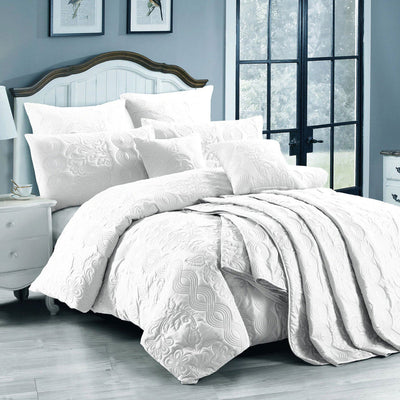 NNEDSZ Georges Fine Linens Marguerite Quilt Cover Set White - Double-0