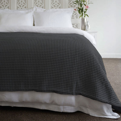 NNEDSZ Jenny Mclean Ardent Premium Super Soft Cotton Waffle Blanket Charcoal Queen-0
