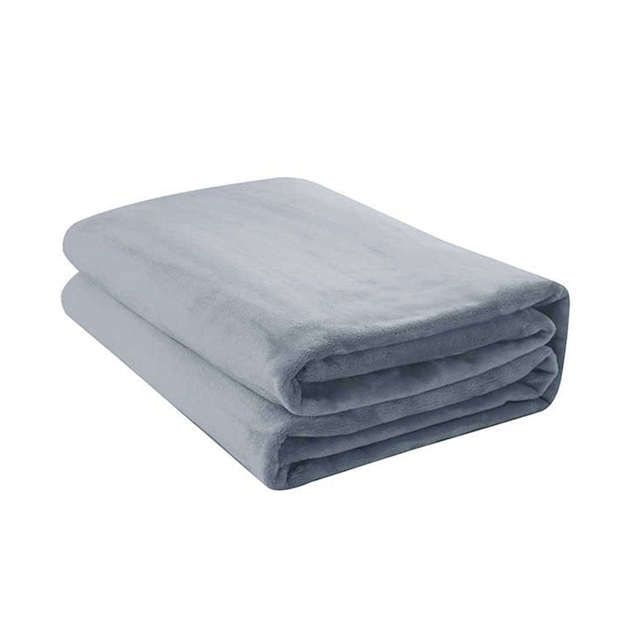 NNEDSZ Jason 400GSM Super Soft Micro Fleece Blanket Silver Queen-0