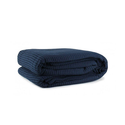 NNEDSZ Jason Cotton Waffle Blanket Navy - Single-0