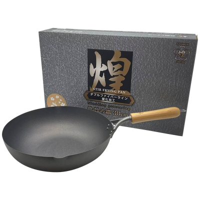 NNEDSZ Kirameki Premium Cast Iron Nitriding Processing Stir-fry Wok (Made in Japan) - 30cm-0