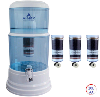 NNEDSZ Aimex 20L Benchtop Water Purifier Maifan Stone with 3 X 8 Stage Fluoride Reduction Filters-0