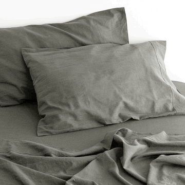 NNEDSZ luxurious linen cotton sheet set 1 mega king grey-0