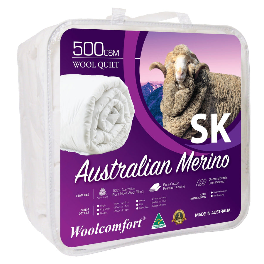NNEDSZ Wool Quilt 500GSM 270x240cm Super King Size-0