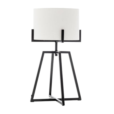NNEDSZ Modern Scandi Metal Dimmable Table Desk Lamp w/ Linen Shade - Matte Black-0