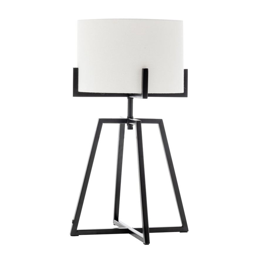NNEDSZ Modern Scandi Metal Dimmable Table Desk Lamp w/ Linen Shade - Matte Black-0