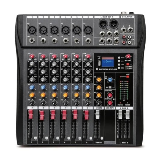 NNEDSZ Hridz 6 Channels Bluetooth Mixer DJ Live Studio Audio Mixer USB Console Amplifier AUX-0