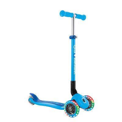 NNEDSZ Globber PRIMO Foldable Lights Scooter - Sky Blue/Navy Blue-0