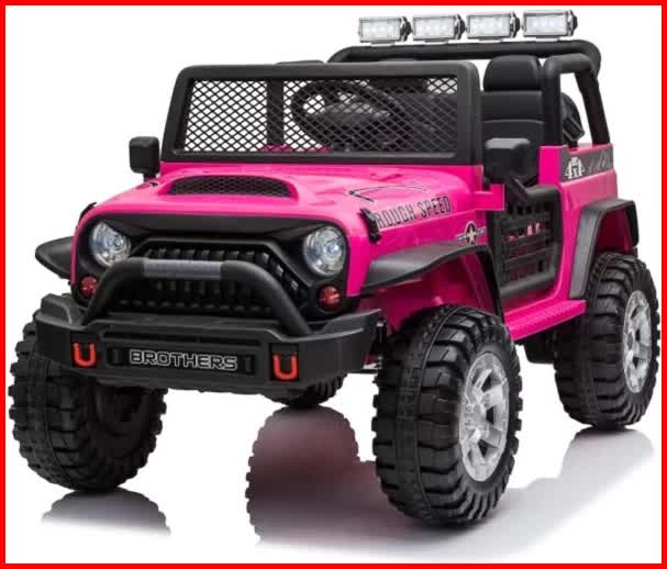 NNEDSZ Jeep Off Road Inspired Ride On Car Kids Fairyland Adventure – Pink-0