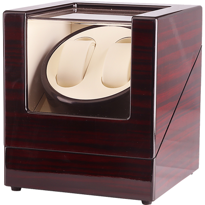 NNEDSZ Automatic Dual Watch Winder Wood Display Box Case Motor Rotation Storage-0