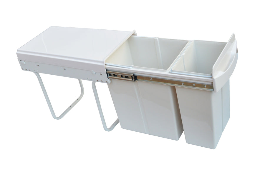 NNEDSZ Out Bin Kitchen Double Dual Slide Garbage Rubbish Waste 10L+20L-0