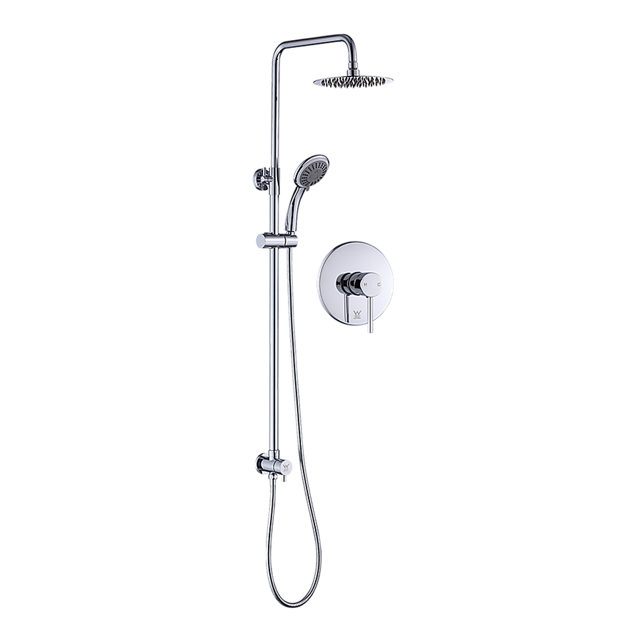 NNEDSZ WELS 8" Rain Shower Head Set Rounded Dual Heads Faucet High Pressure With Mixer-0