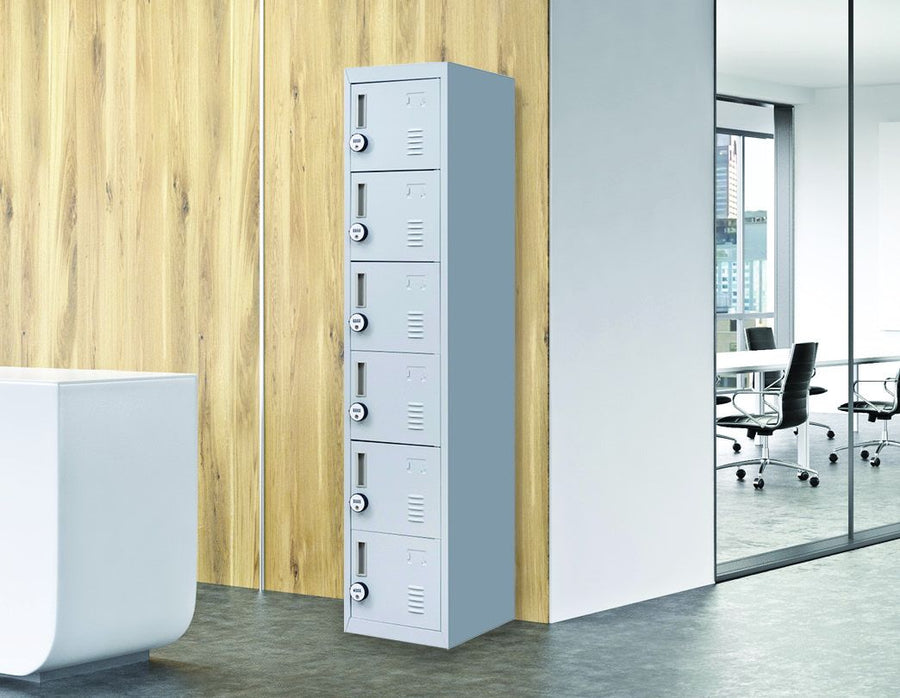 NNEDSZ Combination Lock 6-Door Locker for Office Gym Shed School Home Storage Grey-0