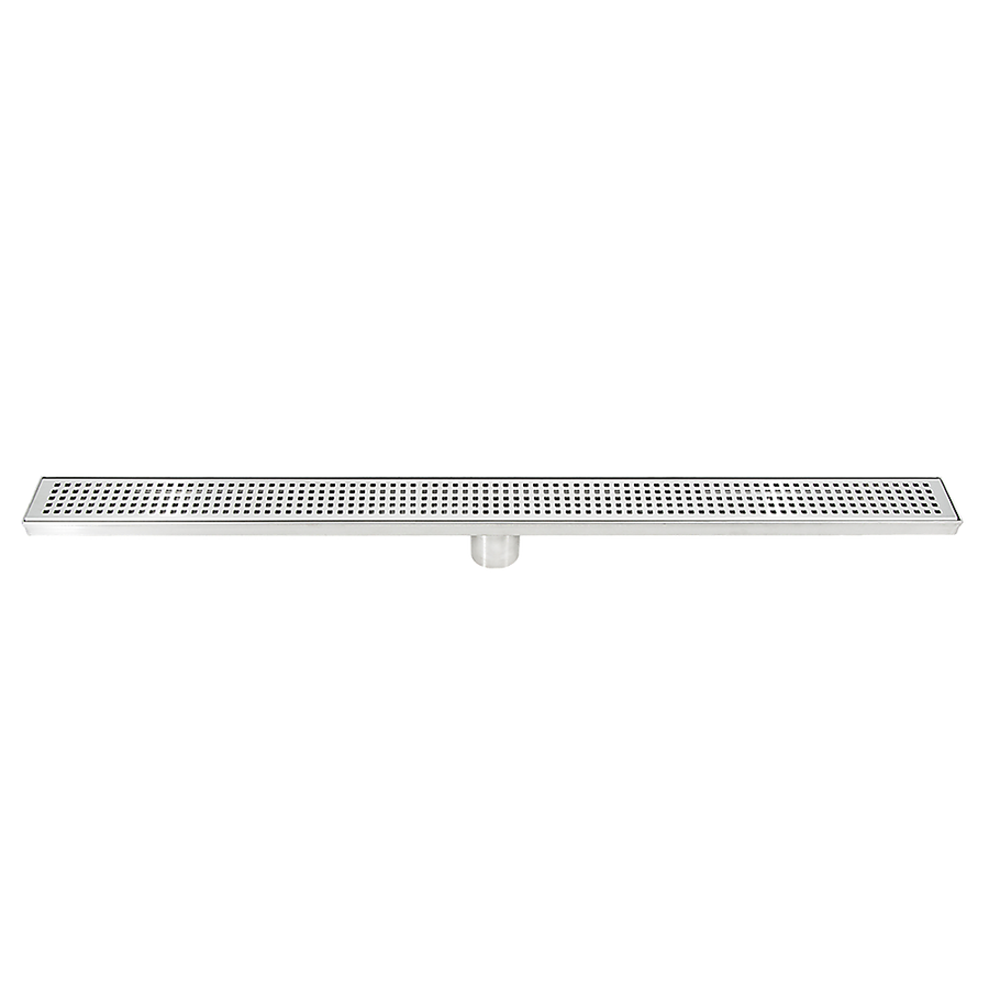 NNEDSZ 900mm Bathroom Shower Stainless Steel Grate Drain w/Centre outlet Floor Waste Square Pattern-0
