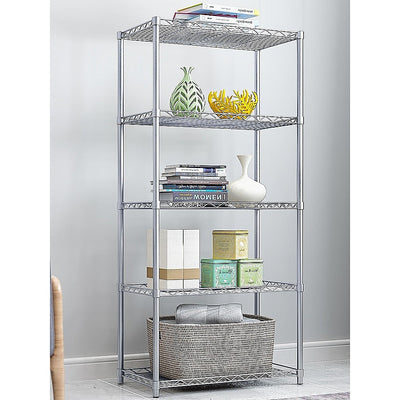NNEDSZ 5 Tier Chrome Metal Storage Rack Shelving Wire Shelf-0