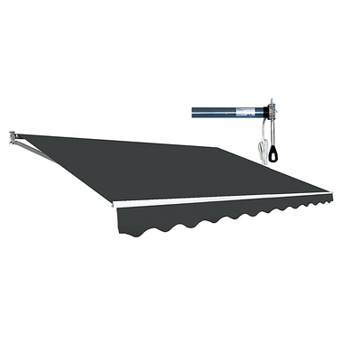 NNEDSZ Motorised Outdoor Folding Arm Awning Retractable Sunshade Canopy Grey 3.0m x 2.5m-0