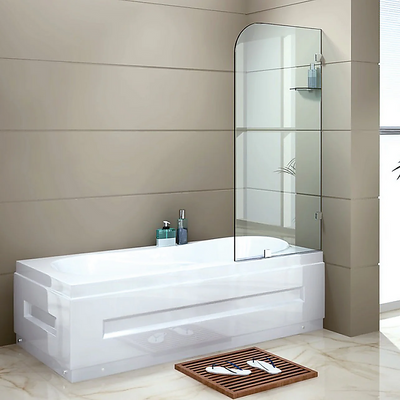 NNEDSZ 70cm Frameless Glass Bath Screen with Brackets - Gunmetal-0