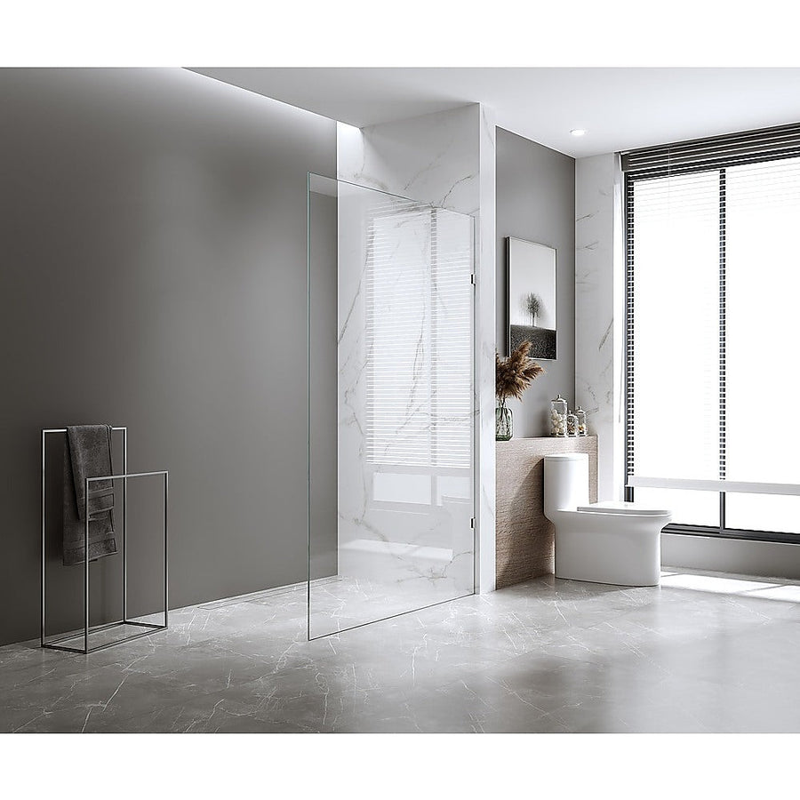 NNEDSZ 80x210cm Glass Shower Screen with Gold Wall U-Brackets-0